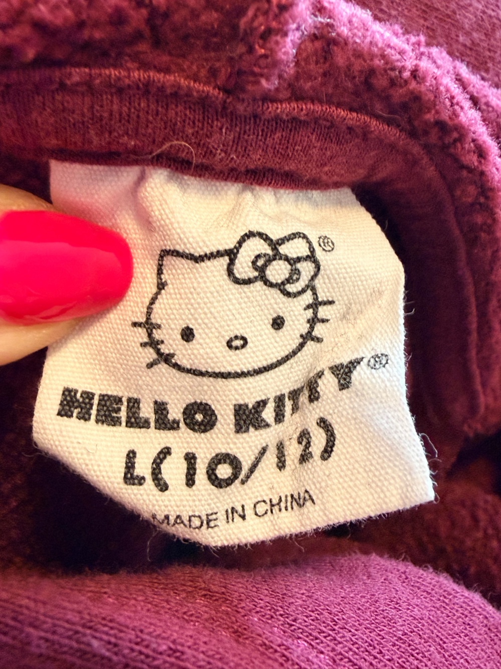 Hello Kitty Girls Hooded Cherry Bow Oversized Sweatshirt size large 10/12 - Picture 5 of 10